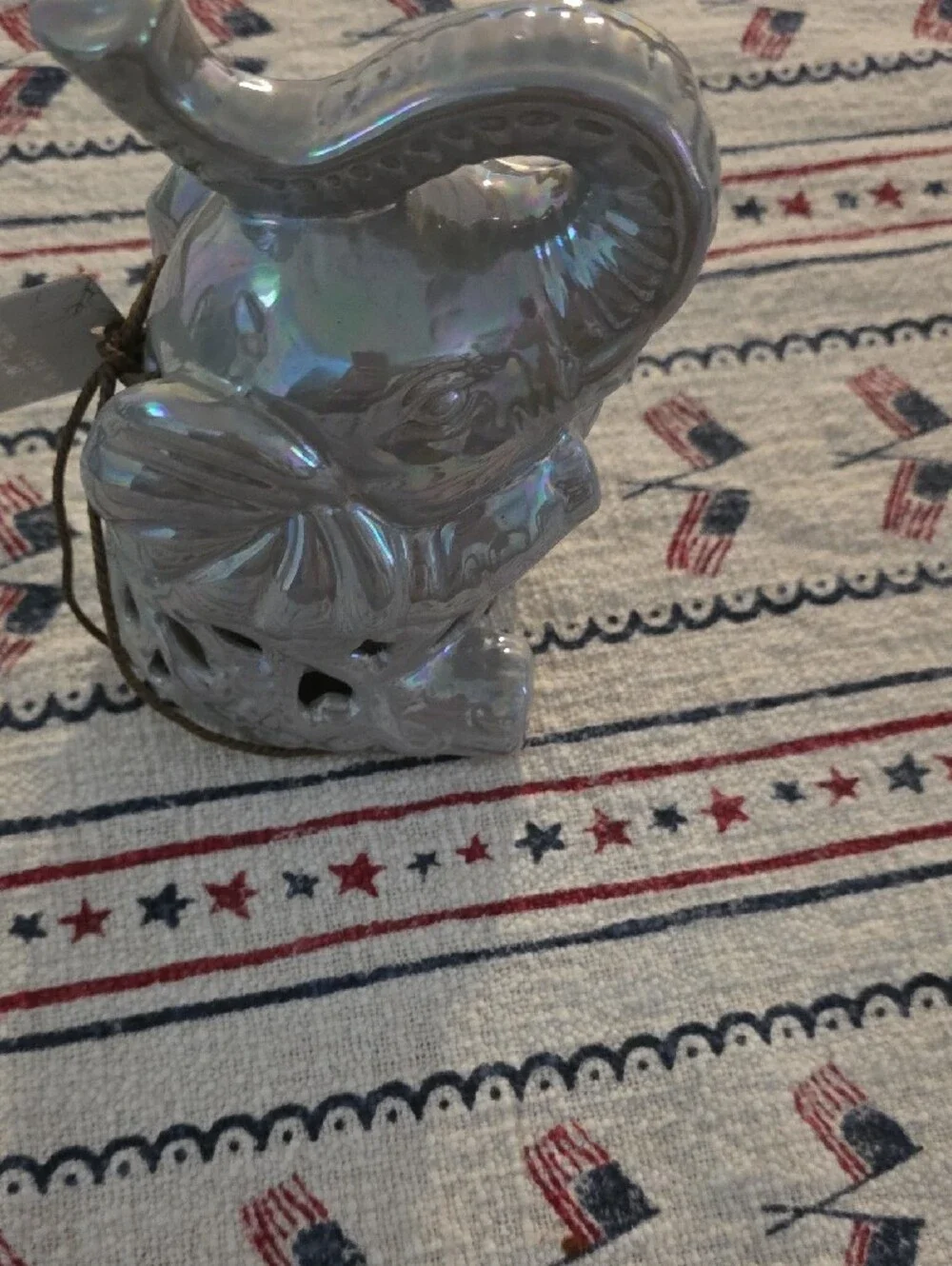 Iridescent Gray Elephant Ceramic Accent - Home Accents